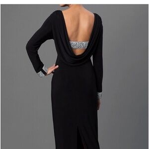 Black Long-Sleeve Dress with Silver Cuff Detail size 8 by Marina